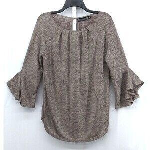 7th Avenue New York & Co Shirt Womens Size M Gray 3/4 Sleeve Blouse